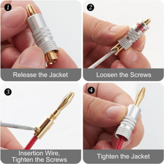 WGGE WG-009 Banana Plugs Audio Jack Connector 12 Pairs / 24 12 Pairs, Silver