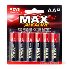CVS Max Alkaline Batteries, AA, 1.5 Volt , 12 Count