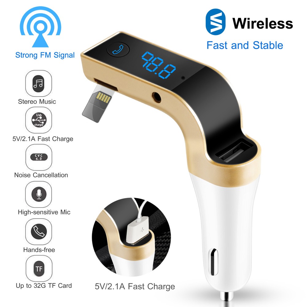Wireless Car AUX Stereo Audio Receiver FM Adapter USB Charger A2DP USA