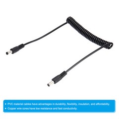 5Ft 5.5mm x 2.1mm Male to Male DC Power Cable Coiled Extension Cable Cord