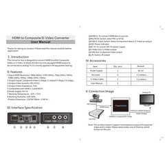 HDMI to 3 RCA AV +S-Video CVBS Composite R/L Audio 1080P Converter US Plug Power