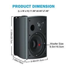 2 Pack 6.5″ 400W Outdoor Speakers Waterproof Wall Mount Patio Garage Pool Marine