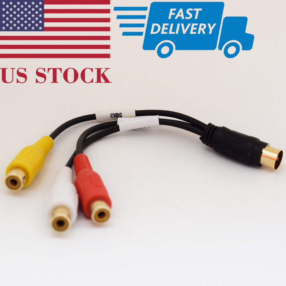 1pc 18cm TV Male Plug to 3 x RCA (Red+Yellow+White) Female Jack Adapter Cable US
