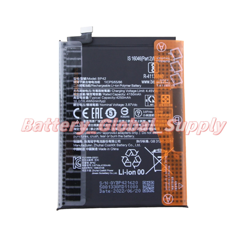 3.87V 4150MAH Battery for Xiaomi 11T Pro BP42 Fast Delivery High Quality New 1PC