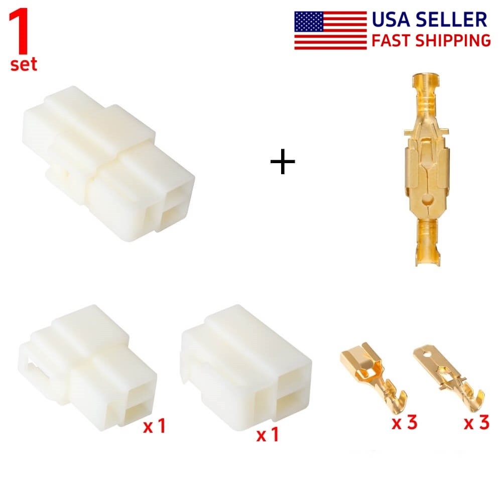 1 Set Motorcycle 3 Pin Plug Electrical Wire Connector 6.3mm Spade Terminal Kit