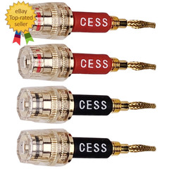 CESS-220 Pin Banana Plug to 4Mm Female Banana Jack/Speaker Wire, 4 Pack (Braided