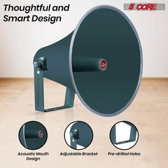 16-Inch Weatherproof Outdoor PA Paging Horn Speaker with Mounting Bracket