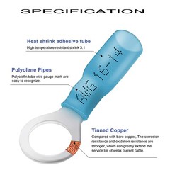 250Pc Heat Shrink Wire Connectors Electrical Ring Fork Spade Crimp Terminals Kit