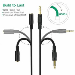 5 ft 3.5mm 1/8″ Stereo Audio Aux Headphone Cable Extension Cord Male to Female