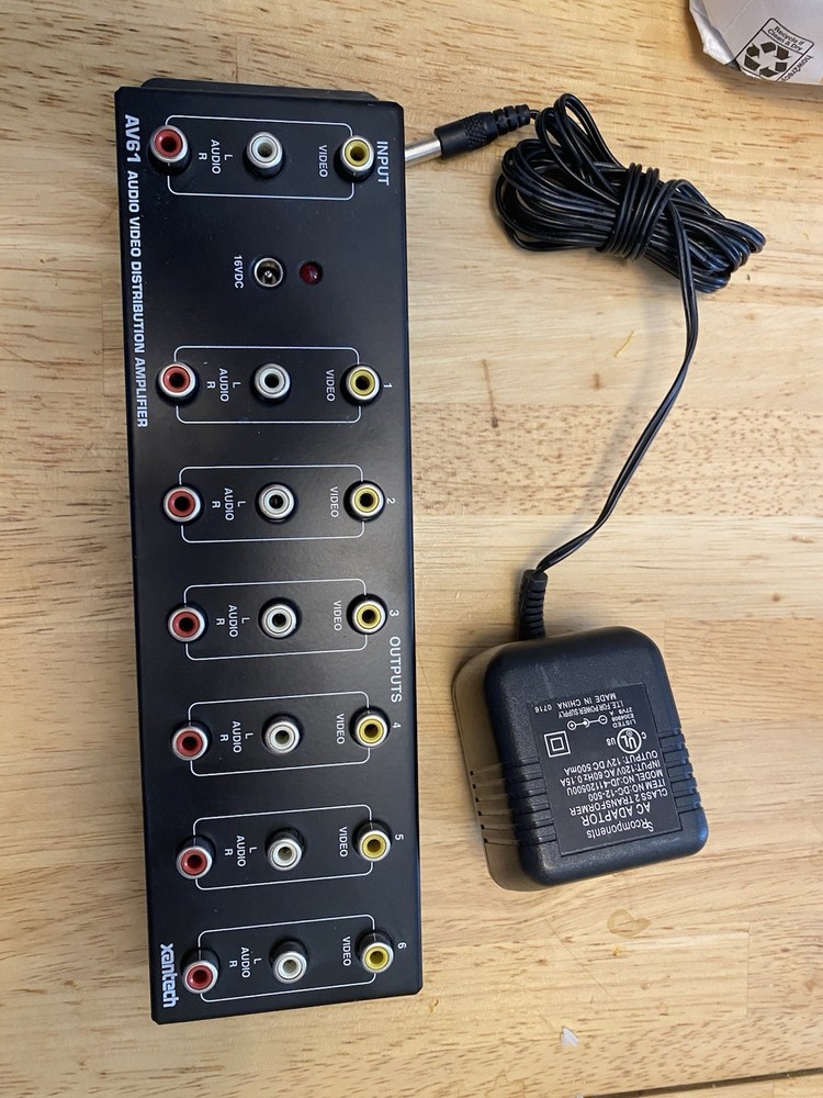 Xantech AV61 Audio Video Distribution Amplifier with AC Power Adapter