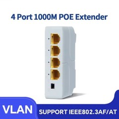 4Port Gigabit POE Extender 1000M 1 to 3 Switch Repeater IEEE802.3AF/ Plug&Play