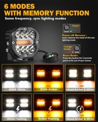AUXBEAM 3″ LED Work Light Bar Strobe Flash Amber Pods Driving+Black Cover Shield
