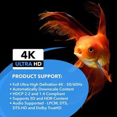 OREI 4K HDMI Splitter 1 in 2 Out 4:4:4 8-bit – HDCP 2.2, 18 Gbps, Black