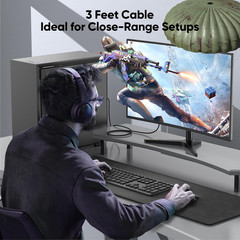 Display Port to HDMI Cable 3Ft, 4K@30Hz 1080P@120Hz [One-Direction] Displayport