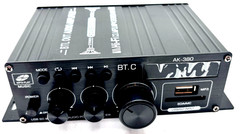 AK-380 Audio Power Amplifier USB SD Bluetooth FM AUX Black