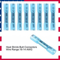100x Blue 14‑16 AWG Heat‑Shrink Butt Terminals Waterproof Wire Splice Connectors
