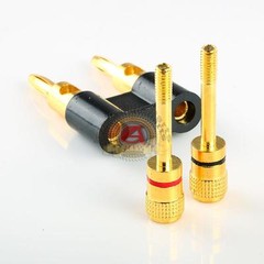 NEW Premium gold Dual 2 banana plug post jack speaker wire cable audio connector