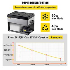 VEVOR C40 – 42 Quart Portable Fridge, Dual Voltage (12V/24V AC) Travel – Silver
