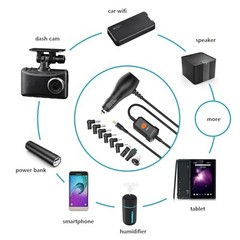 34W 3V 4.5V 5V 6V 7.5V 9V 12V DC Car Charger with 10 Tips and USB Cigarette