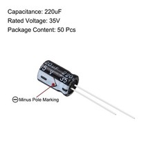 220uF 35V 8x12mm Electrolytic Capacitor, Aluminum Capacitors, 50Pcs