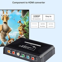 5 RCA Ypbpr Component Coaxial Audio to HDMI Video Converter for DVD PS2 XbAr