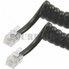 10ft Telephone Handset Receiver Cord Phone Curly Coil Cable 4P4C RJ22 – Black