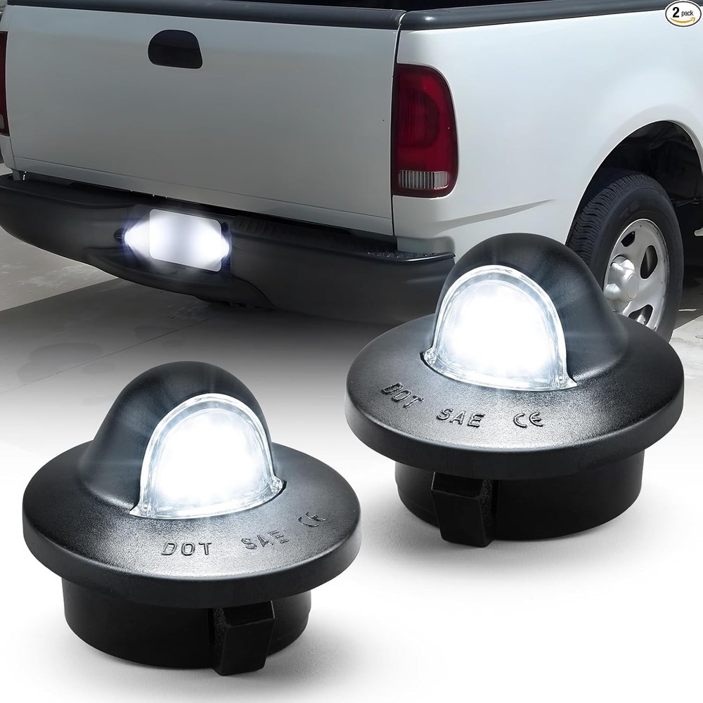 LED License Plate Light Compatible with Veh Color: 01-Clear Lens Black Housing