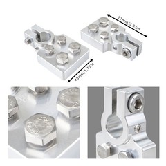 4 Spot Flat Lug Battery Terminal For SAE Top Post Clamp Car Audio Pair