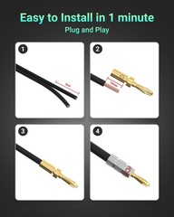 Banana Plugs for Speaker Wire 2 Pairs/4 Pcs, 24K Gold Plated Dual Set Screw T…