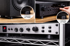 1-1/2″ x 3/4″ Natural Rubber Audio Isolation Mount Feet w #8 Hardware 4 Pack