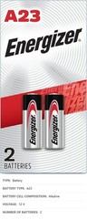 A23 12V Alkaline Batteries, 2 Pack, 23A, 50 mAh, Zero Mercury, CR123A