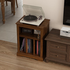 Farmhouse Record Player Stand, 3 Tier End Table, Turntable Stand with Vinyl Reco