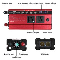 5000W Inversor de corriente DC 12V 24V a AC 110V 120V Convertidor con 3 AC 4 USB