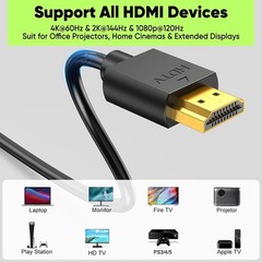 Short HDMI Cable 1FT 4K HDMI 2.0 Slim Flexible Cord 4K@60Hz Monitor TV PC Camera