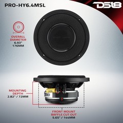 DS18 PRO-HY6.4MSL 6.5″ Shallow Hybrid Mid-Range Loudspeaker 300W 4-Ohms – PAIR