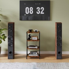 Rustic 4-Tier Media Stand for Record Player Stereo Bracket Country Style US