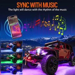 RGB/Pure White LED Rock Lights Kit, 8/12 Pods Car/Truck Underbody Underglow Kit