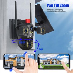 Solar Battery Powered Wireless WiFi Outdoor Pan/Tilt Home Security Camera System