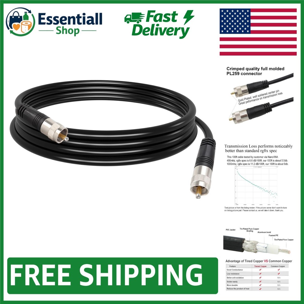 10ft Braided RG8X Coaxial Cable – Superior Connection for Jeep CB Installations