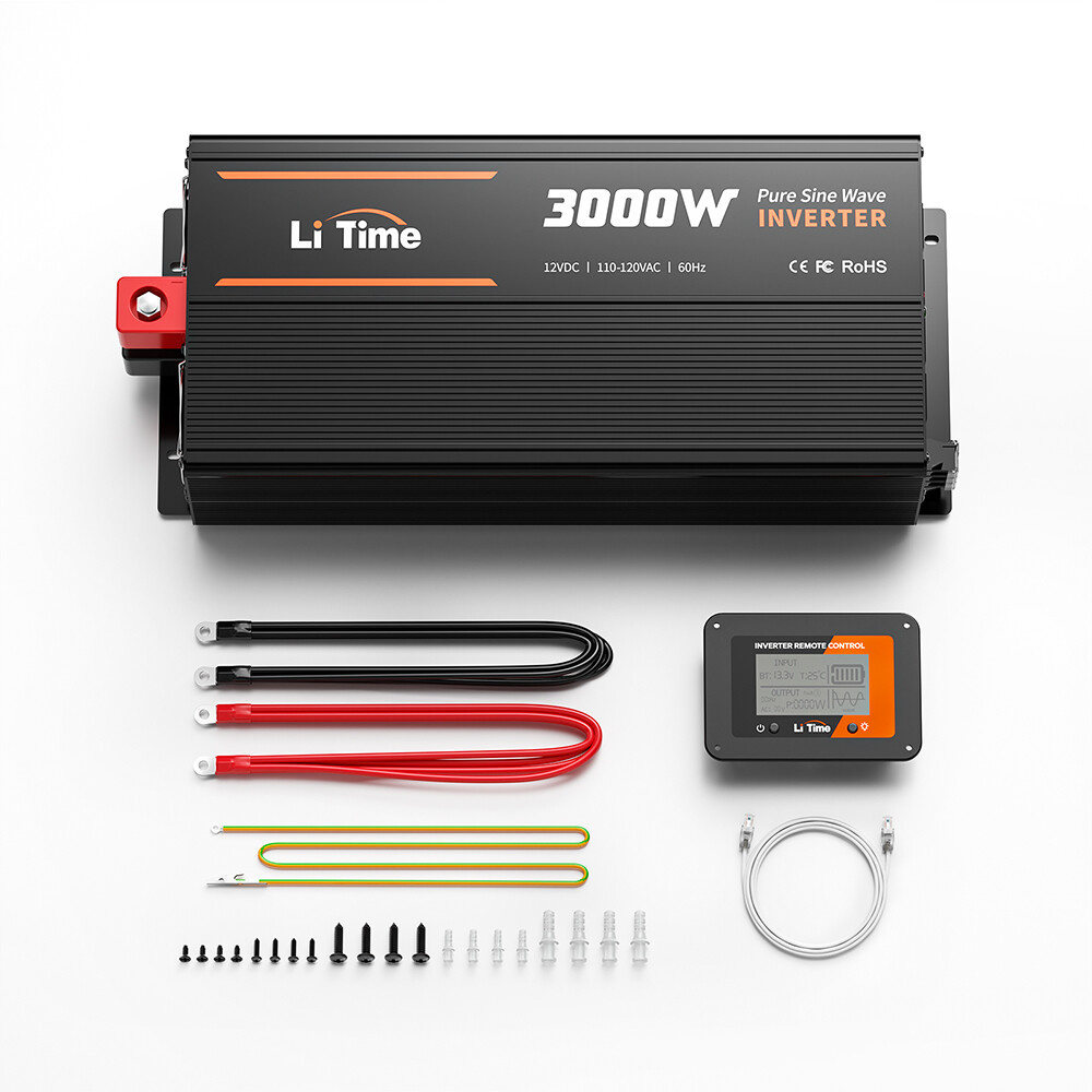 LiTime 3000W Pure Sine Wave Inverter 12V DC to 120V AC with Real-Time Monitoring