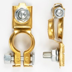 2x Top Post Brass Car Battery Terminal Pole Connector Clamp Quick Disconnect 12V