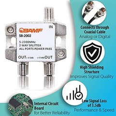 BAMF 2-Way Coax Cable Splitter Bi-Directional MoCA 5-2300MHz
