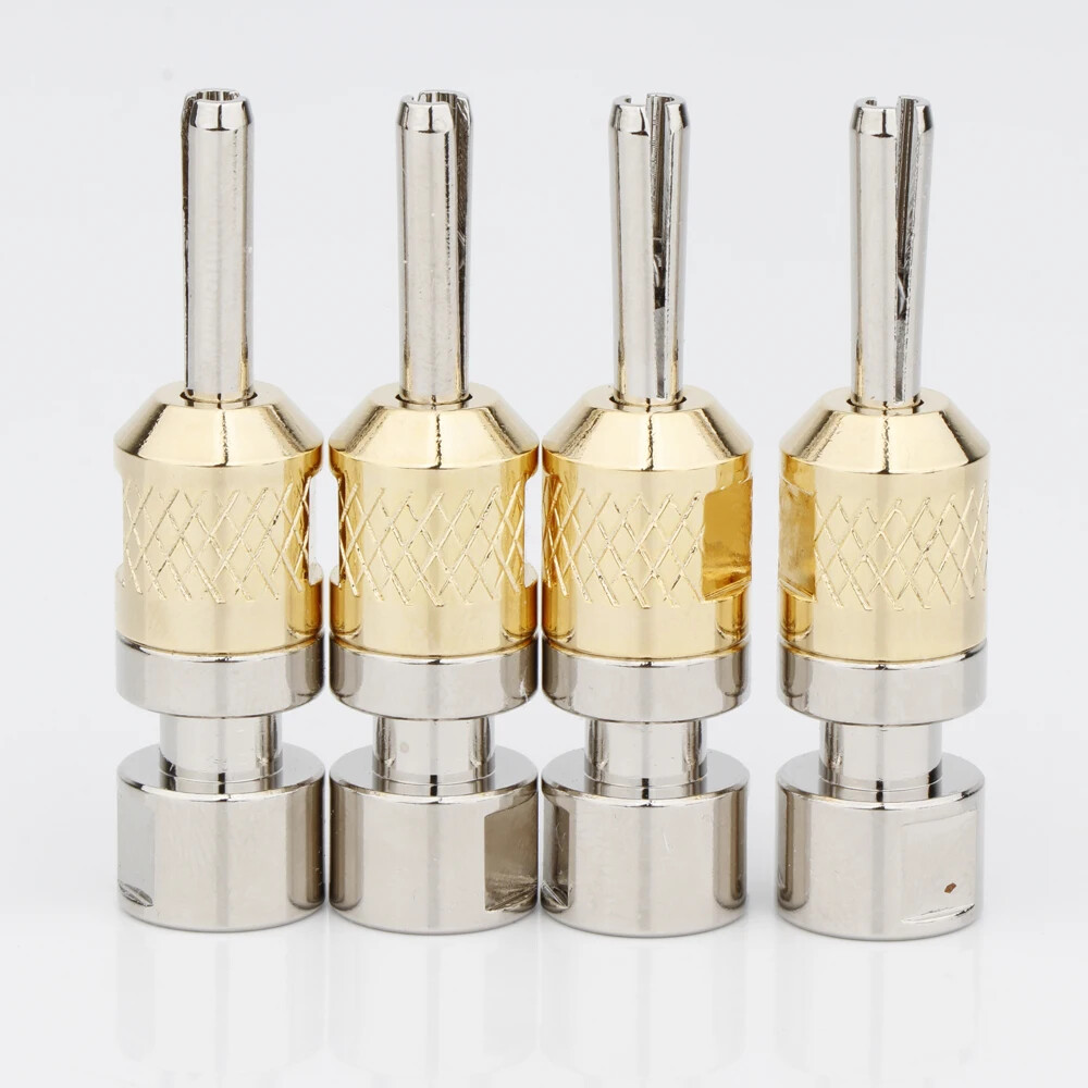 4PCS Brass Rhodium Plated Hi-end Audio Banana Plug Solder Locking Male Connector