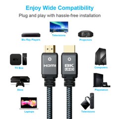 8K HDMI Cable HDMI 2.1 Cord 48Gbps High Speed UHD 4:4:4 HDTV 3D Dolby HDCP HD