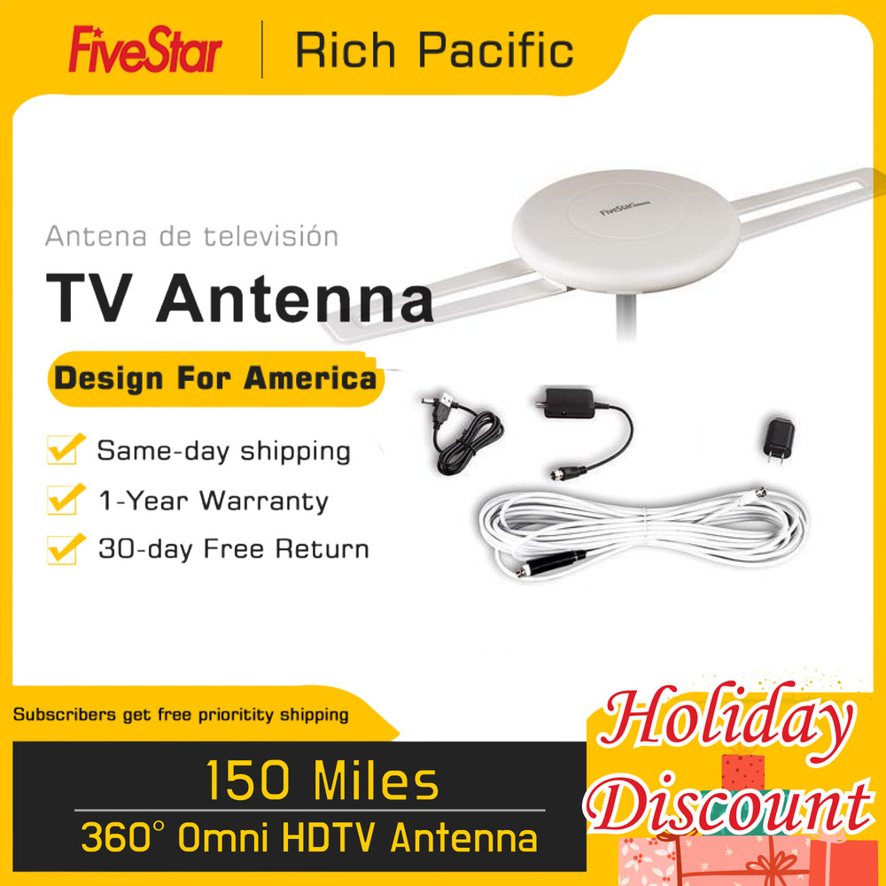 Omni-Directional 360° HDTV Antenna 4K 1080P 150 Mile Indoor/Outdoor/RV/Attic