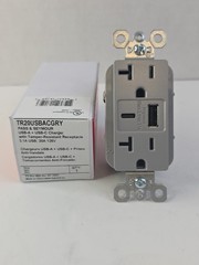 Pass & Seymour Commercial USB Charging Receptacle – 20A Type A C Gray
