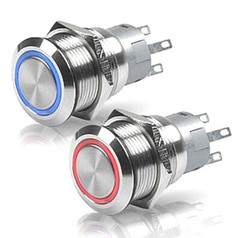LED Momentary Stainless Steel Push Button Panel Mount Power Switch LOT