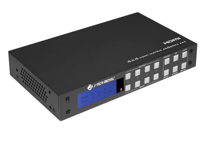 J-Tech 4×4 HDMI Matrix Switch 4K 60Hz Web GUI App Compatible w/ HDR Dolby Vision