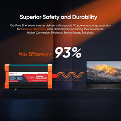 2000W Pure Sine Wave Inverter, Inverter 12V DC to 120V AC for Solar, RV, Truck,