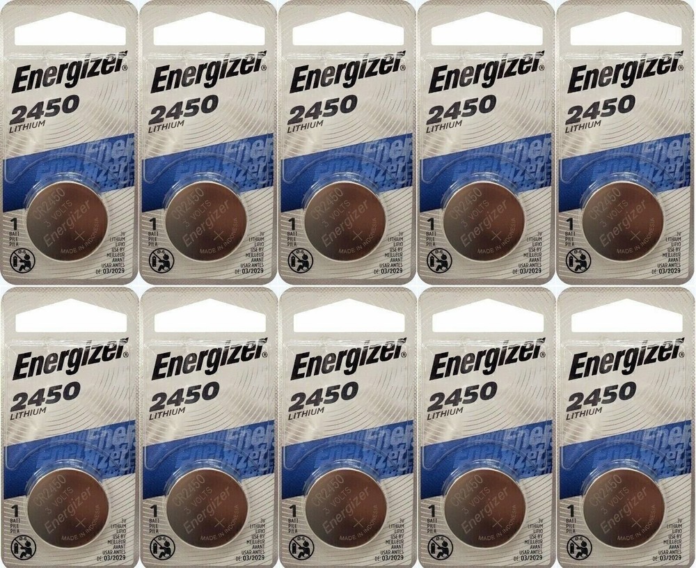 10 Pcs Energizer CR2450 ECR2450 CR 2450 3V Lithium Coin Cell Button Battery